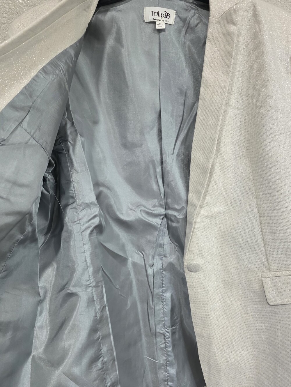 Metallic White Women's Blazer Jacket - Picture 4 of 6